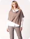 Poncho med strass och tofsar, kamel