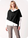 Poncho med strass och tofsar, svart