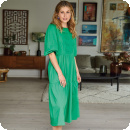 Långklänning i ren bomull, stark grön