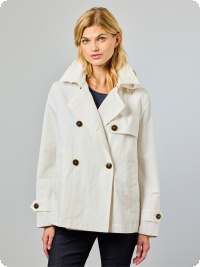 Dubbelkn�ppt Junge-jacka med huva, vit