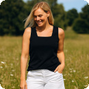 Top i ren bomull, svart