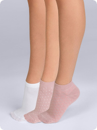 Sock, rosa+vit, 3-pack frn Dim