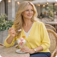 Sk�n kofta i l�cker banangul f�rg, stickad i akryl/bomull. V-hals, trekvarts�rm och litet rynk p� �rmkullen - s� snyggt! Finns i lager med snabb leverans till dig!